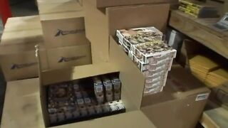 The secretary Penny Flame gets banged eagerly in the warehouse