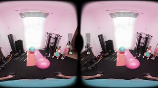 VR Bangers: 2 Slim Women In Shorts Ride Your Rod In A Gym Trio FFM - VR Porn