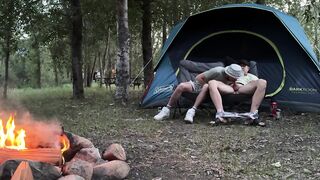 Sucking his mushroom head during the time that camping