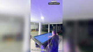 College hotty gets drilled after a game of pool whilst her boyfriend is away