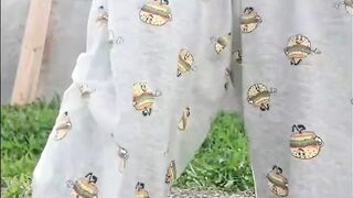 18yo Chubby T-girl jerks off in public