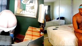 SIDE BY SIDE JERK! Livecam wank and u can watch one as well as the other sides! A lot of booty and cum!