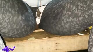 Youthful black mother i'd like to fuck flashes cunt at a roof top bar