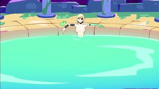 Golden-haired gets roughly banged in sauna [Spanish subtitle]