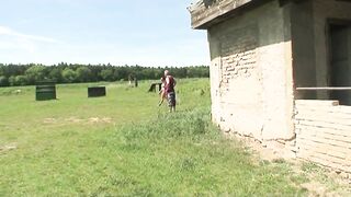 Old grand-dad banged a breasty teen outdoors