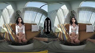 UP CLOSE VR - Wild Small Brunette hair Harley Haze KNOWS How To Ride A Dong POV