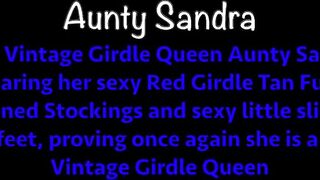 Aunty Sandra Hawt Red Girdle and Cute Slips Vgq35