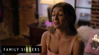FAMILY SINNERS - Slim Brunette hair Argues With Her Stepfather And Ends Up Surrendering To His Raunchy Urges