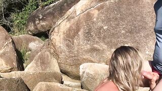This babe sucks and bangs in the booty in front of everybody