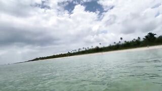 That guy pumped jizz and sea water into her butt. Salty anal creampie in front of everybody