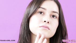 Cute Teen Brunette hair goes to interview & cums HARD