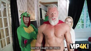 VIP4K. A Role-playing game with Dad ends with a Spunk fountain on her Hawt Body