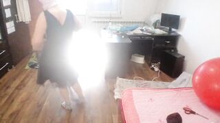 Amateur Woman Has Joy Trying on Raiment and Cutting 'em