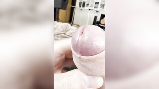 Close-up of precum wetting my glans