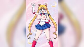 Sailor Moon Shaking Her Taut Hairless Booty Twat