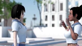Comics Sex College Clip 8 - Large Titty Bffs Practice Scissoring Jointly at Anime Sex University