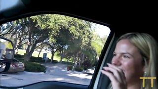Small Golden-haired Cheats on Boyfriend in Parking Lot Lacy Tate