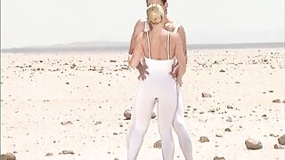 Amazing golden-haired lady in white gets weenie in her taut butthole