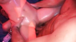 Slim Honey Stretched Wide in Sloppy Group Fisting Frenzy