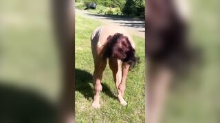 72 Year Old Granny with Curly Twat Taking a Urinate Outdoors