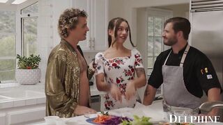 Delphine Films- April Olsen's Nasty Cooking Show Turns Into a Hot 3SOME