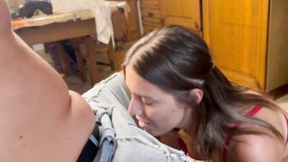 Hawt Italian wife gives oral sex to spouse's large hard wang. Italian dialogues