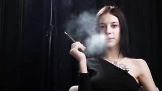 Skinny Playgirl Is Smokin' One Red