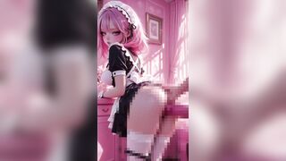 Slutty Pink Hair Maid Gets Her Taut Vagina Filled With Thick Cum in Pink Room - Dirty Creampie