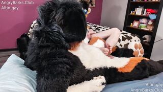 ManedStripes gives AngryBarks a slow teasing pawjob