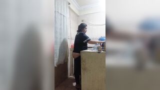 Mexican woman having anal-act of love in the kitchen, hurry up my boss will arrive any minute now. Mexico Town