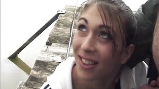 Aged Brunette hair Trickling Moist in Outdoor Hardcore Romp