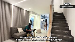 Large-breasted brunette hair mother I'd like to fuck helps her brother-in-law when his wife is away