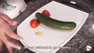The Maid Bangs the Vegetables. This babe Cums in the Kitchen.