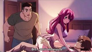 Step brother catches step sister banging with boyfriend and joins 'em Trio