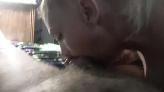 Hot redhead mouths jock and pumps twat
