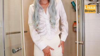 Stepmommy Wets Her Blouse and Yoga Panties in the Shower