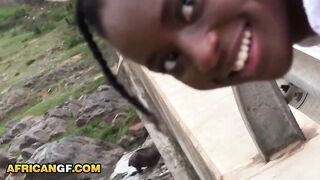 I wrecked this BRATTY BLACK cunt in the park POV... my WHITE SCHLONG stretched her wide