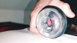 Fleslight ASMR and spunk flow close up