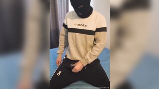 Gracious male stroking in adidas
