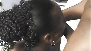 Teenage beauty likes to ride a large ebony penis