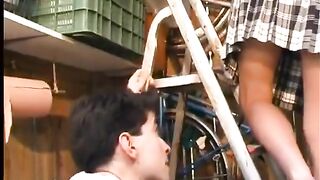 Unshaved Older Cougar Gets Fucked and Facialized by the Youthful Gardener and Papy