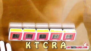 One dude and 2 marvelous beauties play a disrobe word creation game