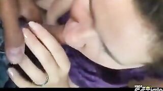 Shy preggy woman sucks a large rod and gets screwed on the sofa POV