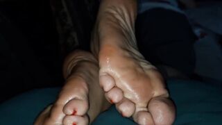 I worship her feet with my face and throat right after I massage 'em with oil