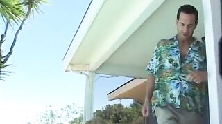Golden-haired aged outdoors sucks and swallows the cum with enjoyment