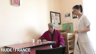 Sexually excited old pervert asks his Oriental nursemaid to bang
