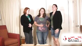 three Breasty Beauties Play Undress Goth-Paper-Scissors