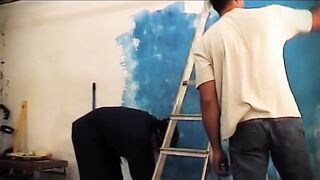 Glamorous golden-haired honey double permeated rimming three-some...cum on booty