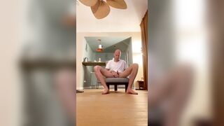 TallskinnyChase likes to play around on a chair whilst wearing white shirt