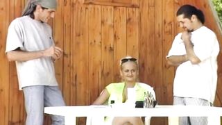 Blond Sucks and Rides 2 Weenies Outdoors